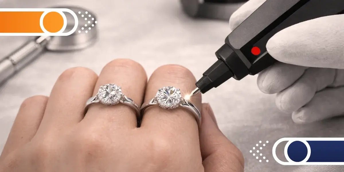 anillo con diamante falso